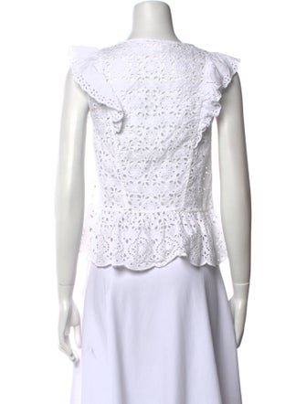 Veronica Beard V-Neck Short Sleeve Crop Top