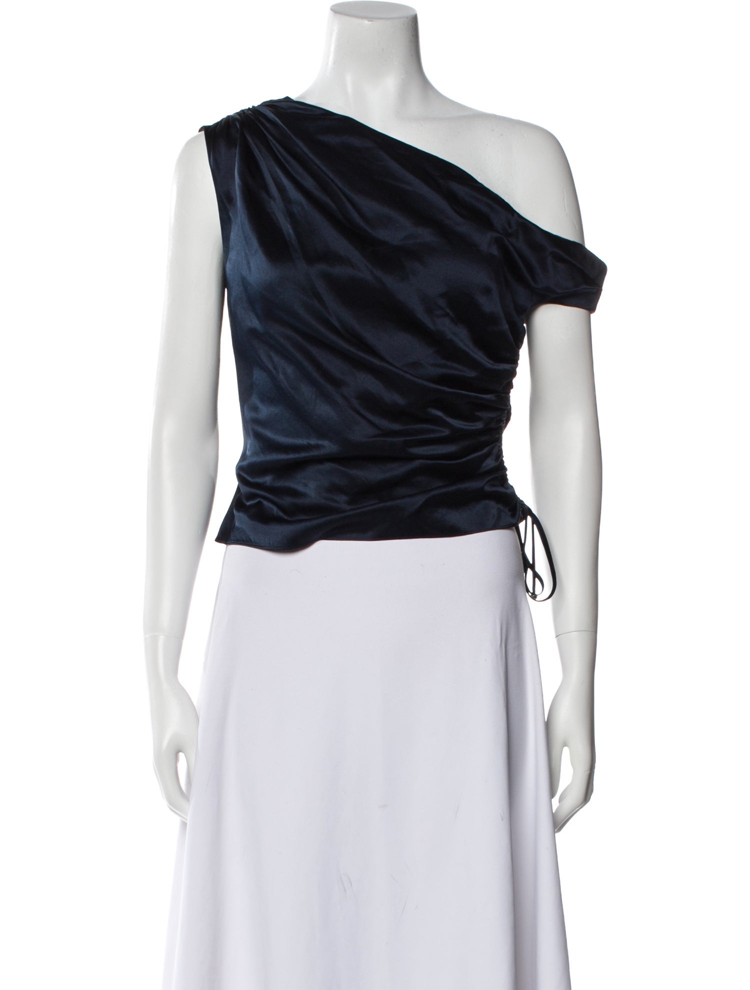 Veronica Beard Silk One-Shoulder Crop Top