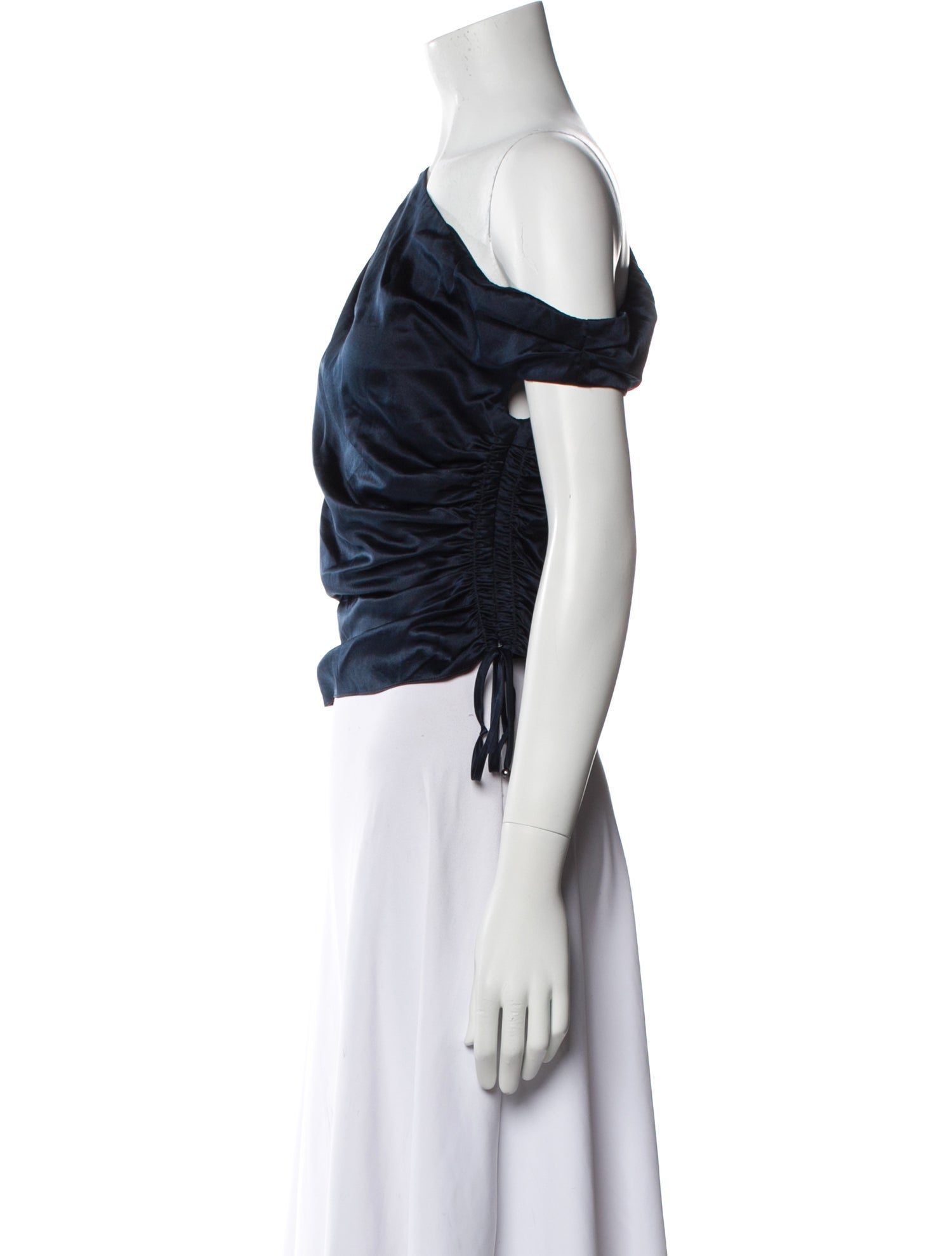 Veronica Beard Silk One-Shoulder Crop Top