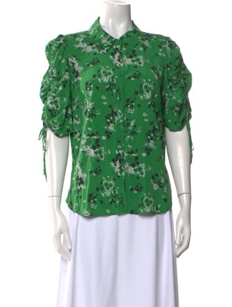 Veronica Beard Silk Floral Print Button-Up Top