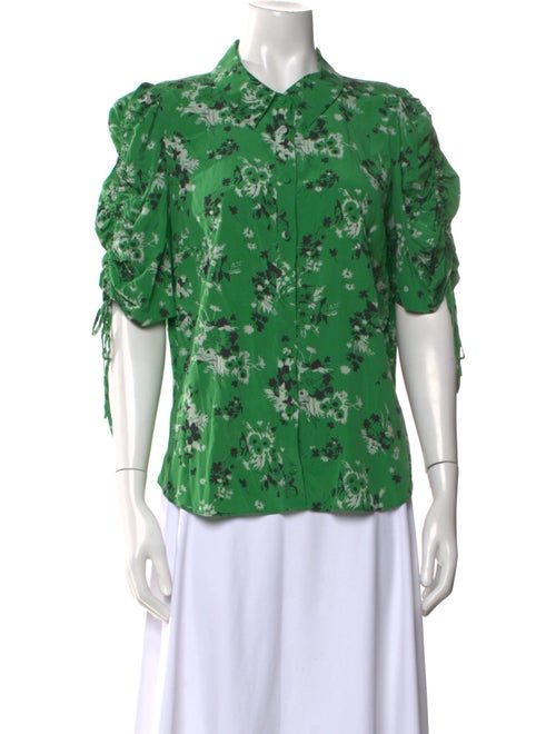 Veronica Beard Silk Floral Print Button-Up Top