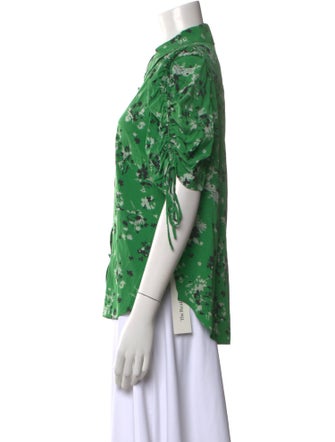 Veronica Beard Silk Floral Print Button-Up Top