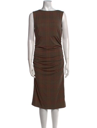 Veronica Beard Plaid Print Midi Length Dress