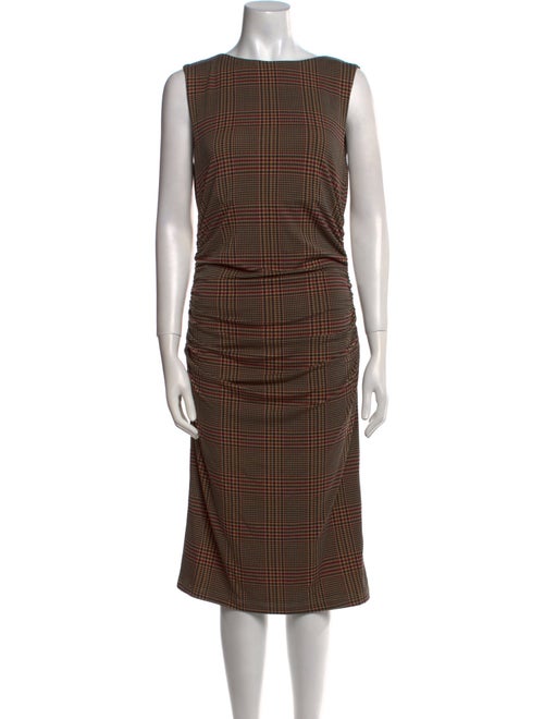 Veronica Beard Plaid Print Midi Length Dress
