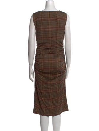 Veronica Beard Plaid Print Midi Length Dress
