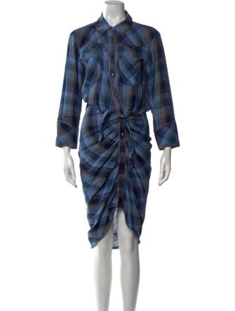 Veronica Beard Plaid Print Midi Length Dress