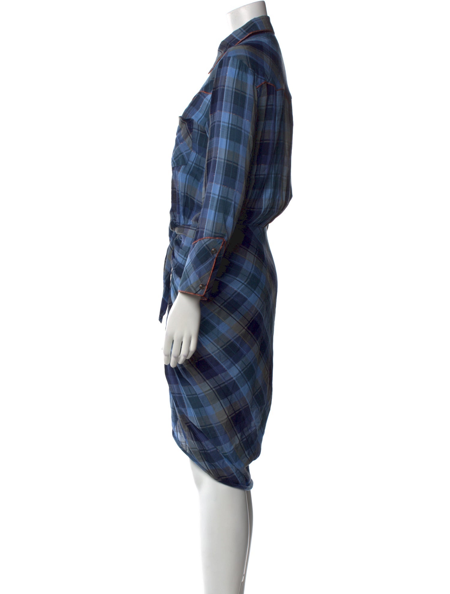 Veronica Beard Plaid Print Midi Length Dress