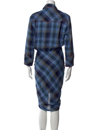 Veronica Beard Plaid Print Midi Length Dress