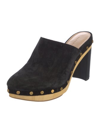 Veronica Beard Suede Studded Accents Mules