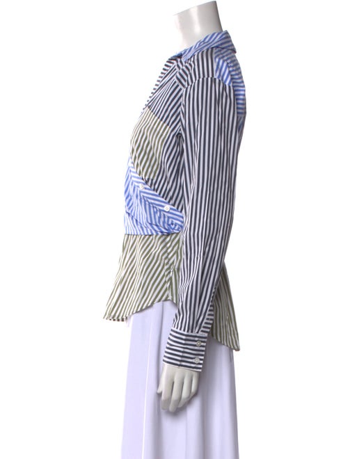 Veronica Beard Striped Long Sleeve Button-Up Top
