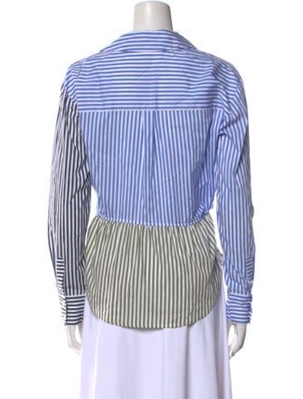 Veronica Beard Striped Long Sleeve Button-Up Top