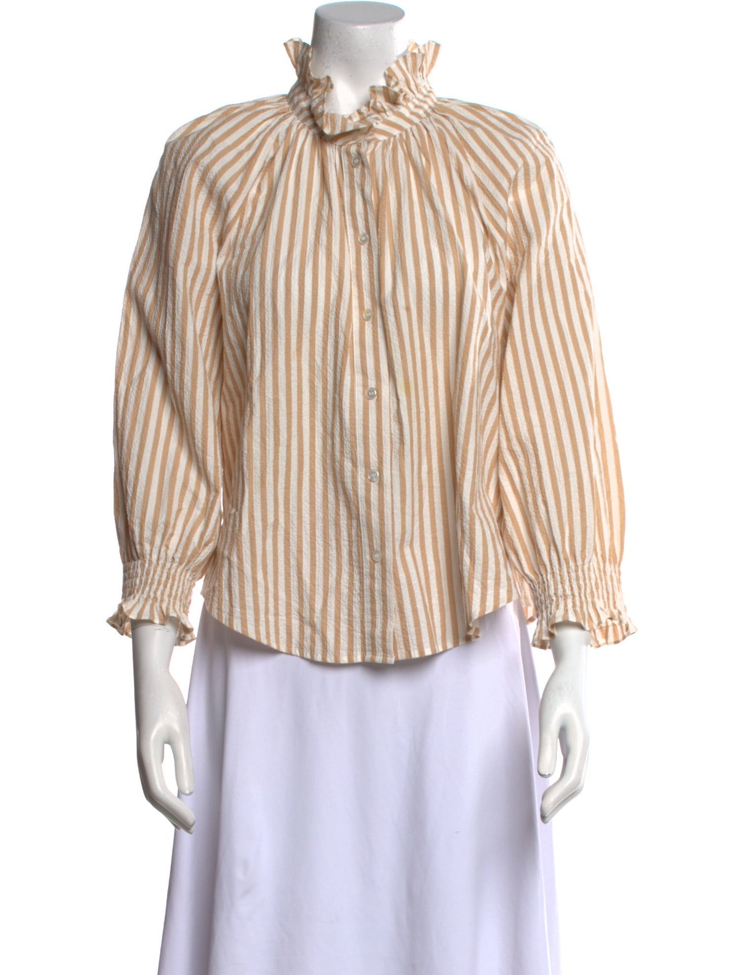 Veronica Beard Striped Mock Neck Blouse