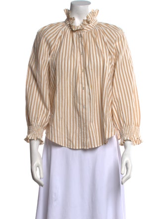 Veronica Beard Striped Mock Neck Blouse