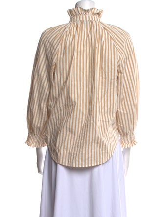 Veronica Beard Striped Mock Neck Blouse