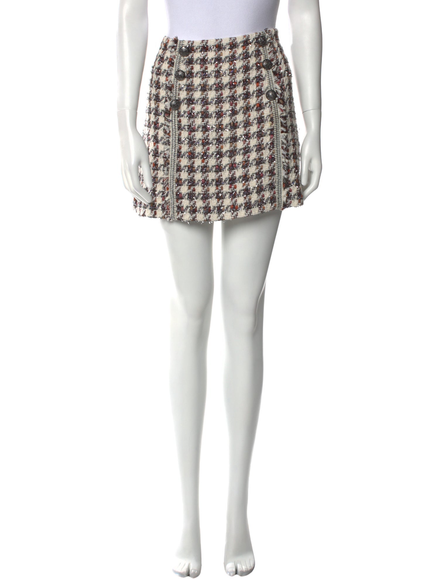 Veronica Beard Houndstooth Print Mini Skirt