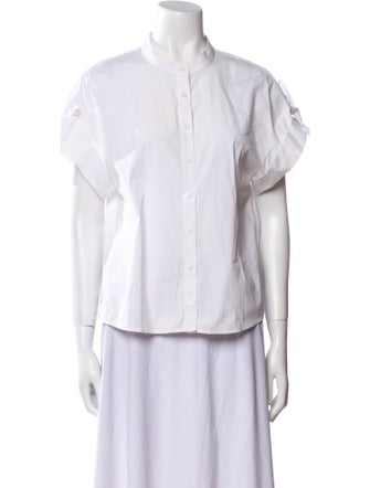 Veronica Beard Short Sleeve Button-Up Top