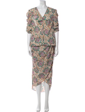 Veronica Beard Silk Floral Print Skirt Set