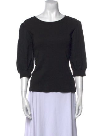 Veronica Beard Scoop Neck Three-Quarter Sleeve Top