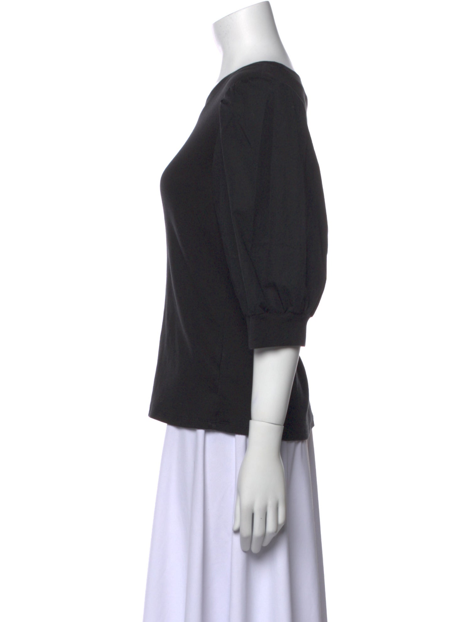 Veronica Beard Scoop Neck Three-Quarter Sleeve Top