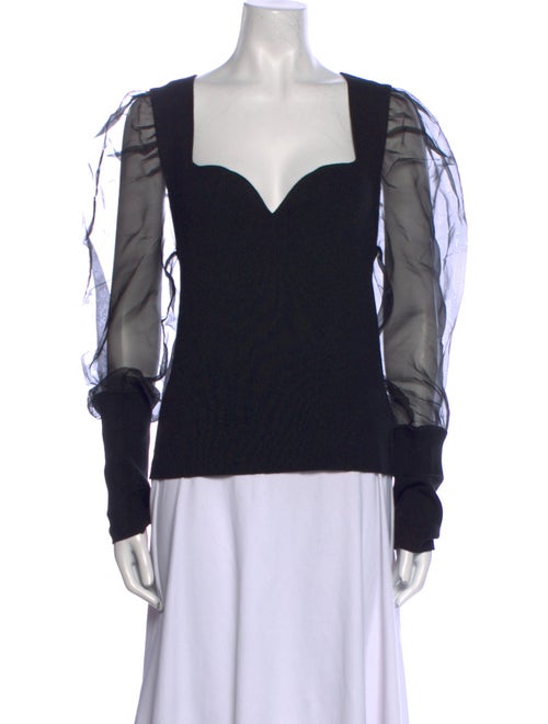 Veronica Beard Merino Wool Square Neckline Sweatshirt