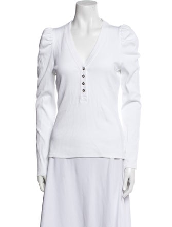 Veronica Beard V-Neck Long Sleeve Top