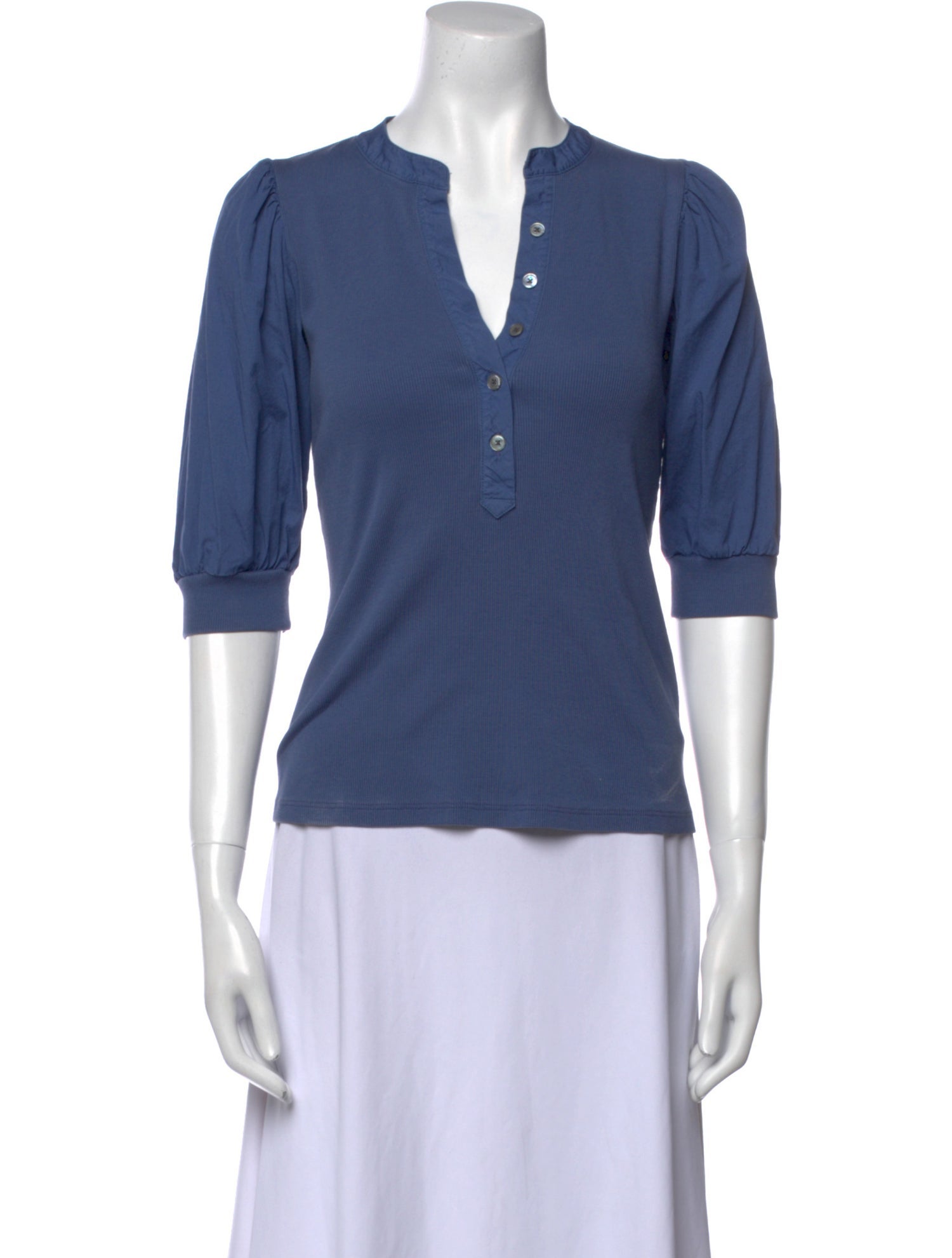 Veronica Beard V-Neck Three-Quarter Sleeve Polo