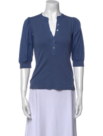 Veronica Beard V-Neck Three-Quarter Sleeve Polo