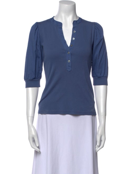 Veronica Beard V-Neck Three-Quarter Sleeve Polo