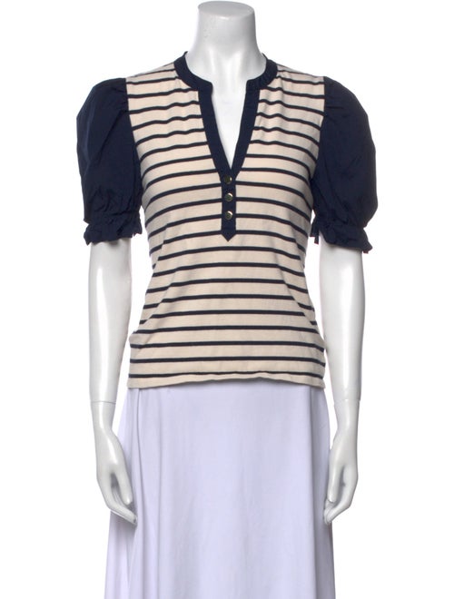 Veronica Beard Striped V-Neck Polo