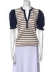 Veronica Beard Striped V-Neck Polo