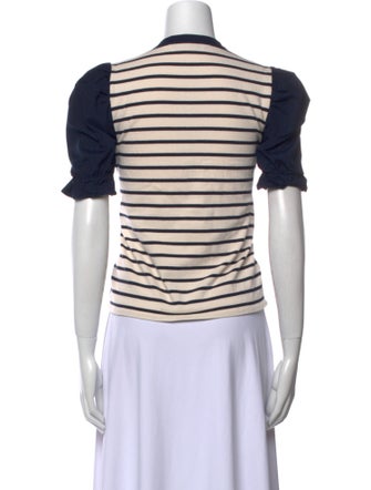 Veronica Beard Striped V-Neck Polo