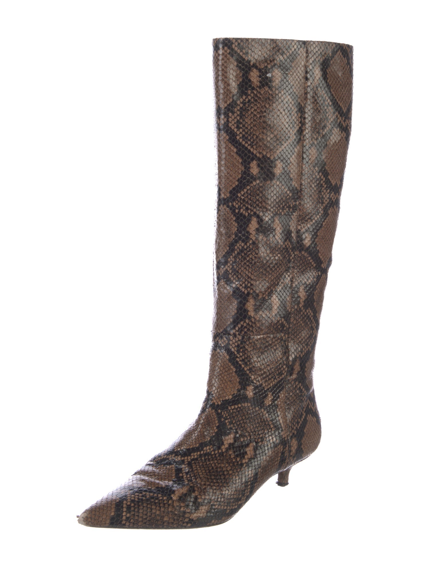 Veronica Beard Snakeskin Animal Print Riding Boots