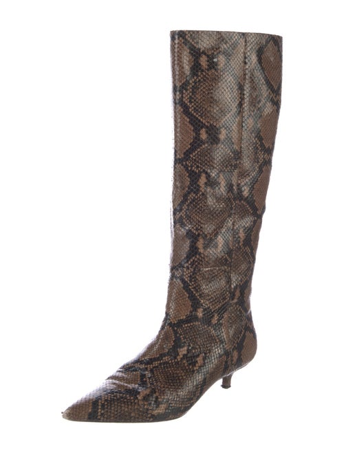 Veronica Beard Snakeskin Animal Print Riding Boots