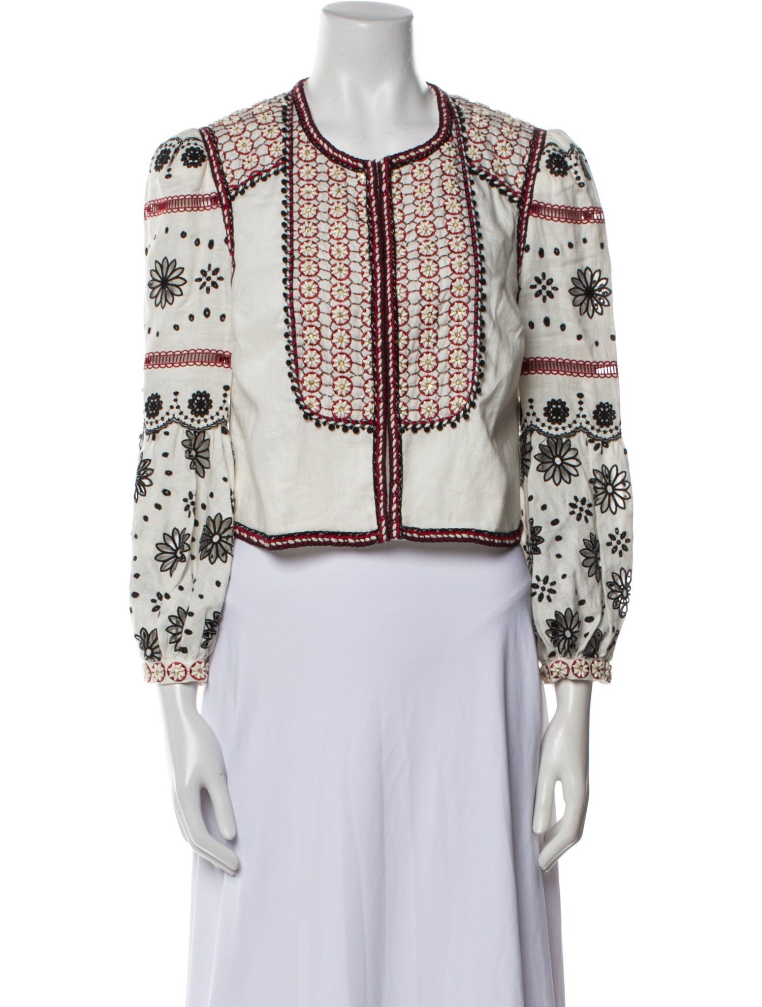 Veronica Beard Linen Floral Print Evening Jacket