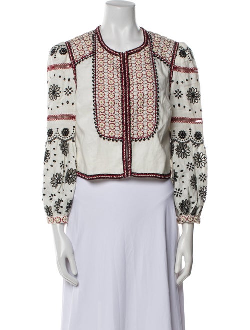 Veronica Beard Linen Floral Print Evening Jacket