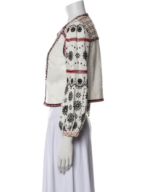 Veronica Beard Linen Floral Print Evening Jacket