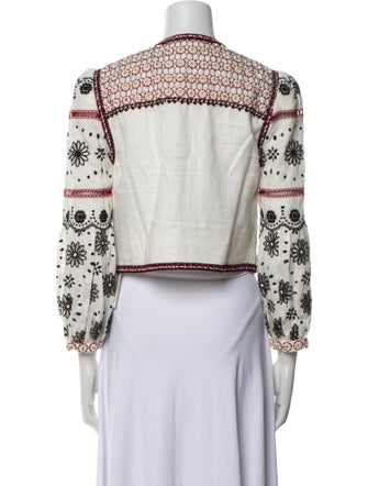 Veronica Beard Linen Floral Print Evening Jacket