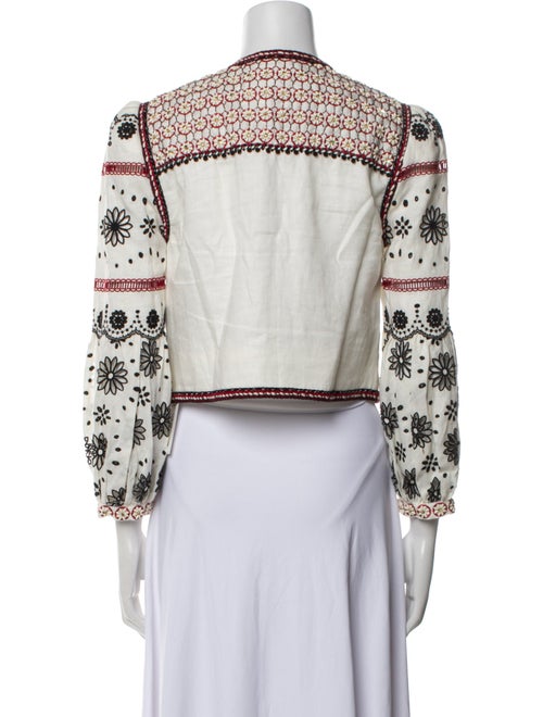 Veronica Beard Linen Floral Print Evening Jacket