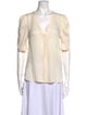 Veronica Beard Silk V-Neck Button-Up Top
