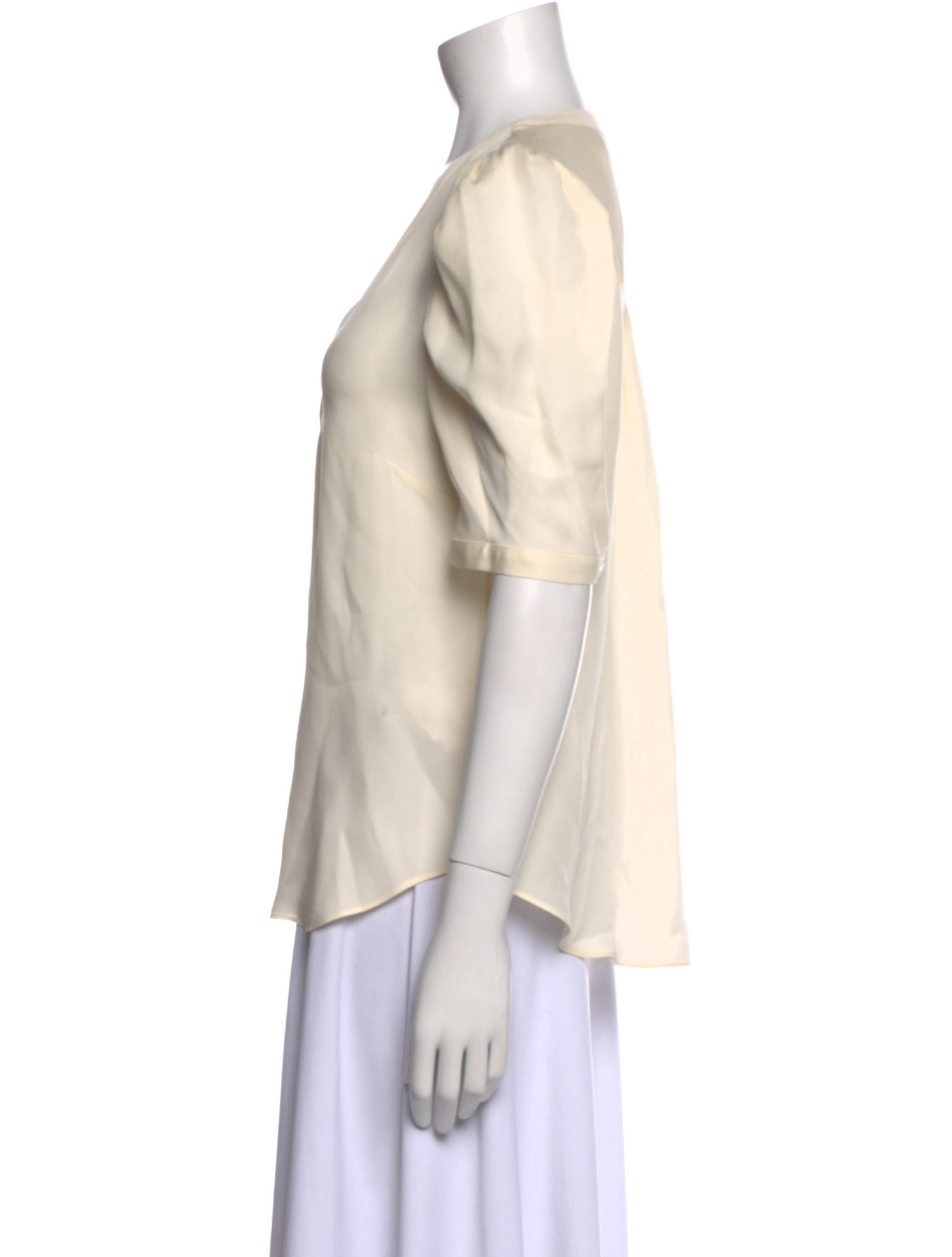 Veronica Beard Silk V-Neck Button-Up Top