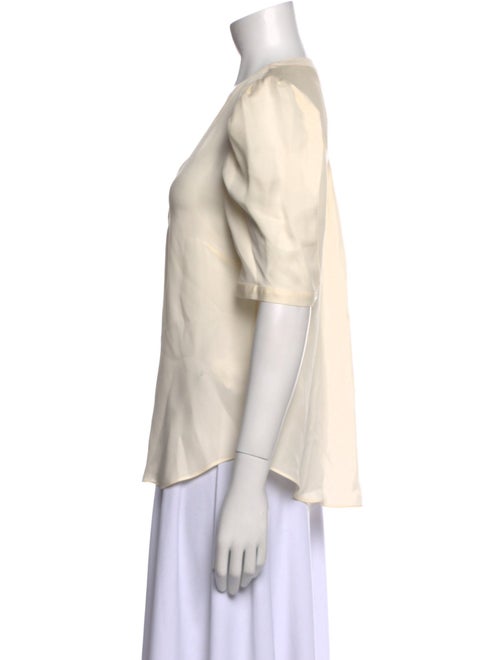 Veronica Beard Silk V-Neck Button-Up Top