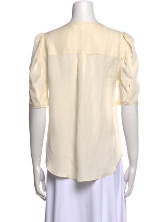 Veronica Beard Silk V-Neck Button-Up Top