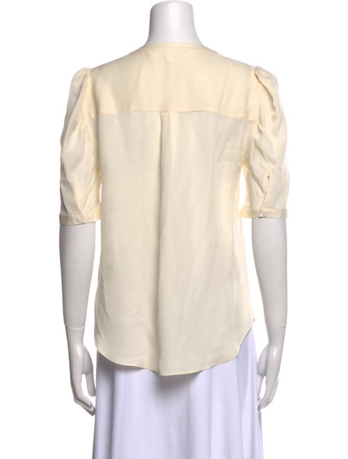Veronica Beard Silk V-Neck Button-Up Top