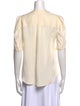Veronica Beard Silk V-Neck Button-Up Top