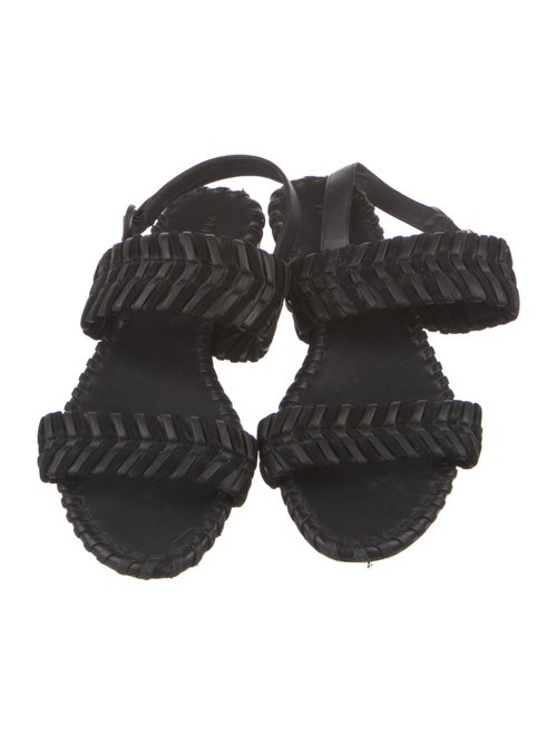 Veronica Beard Leather Whipstitch Trim Slingback Sandals