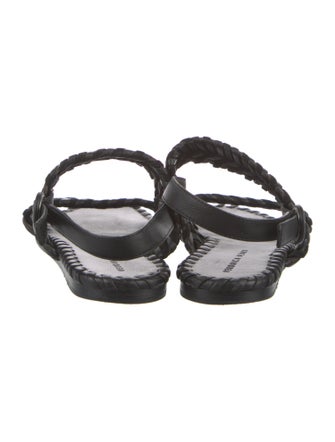 Veronica Beard Leather Whipstitch Trim Slingback Sandals