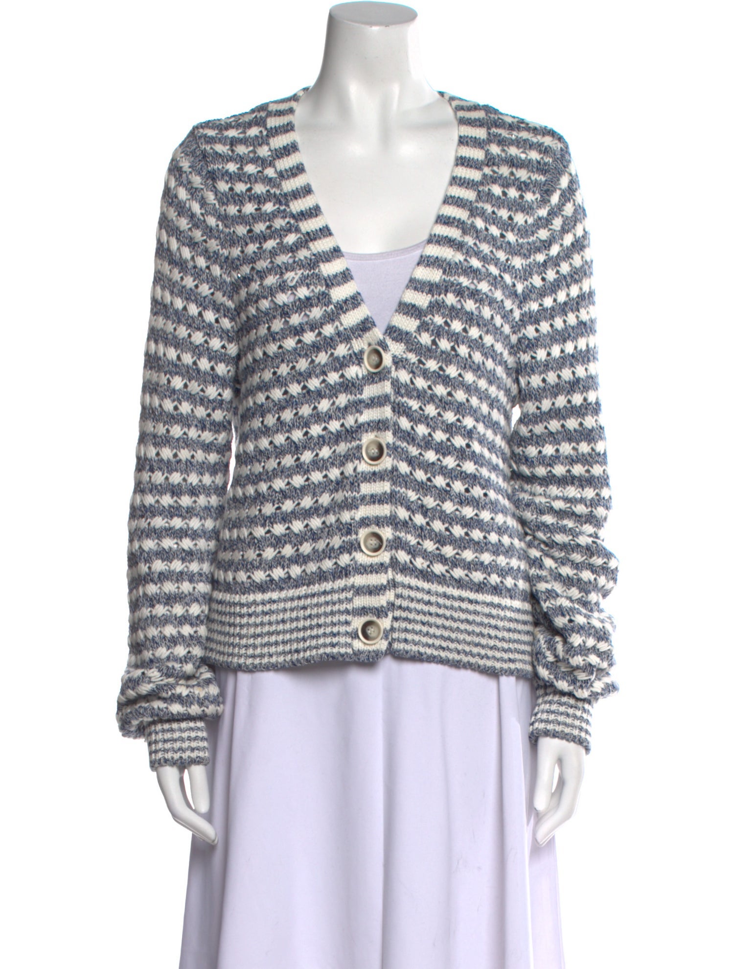 Veronica Beard Striped V-Neck Sweater