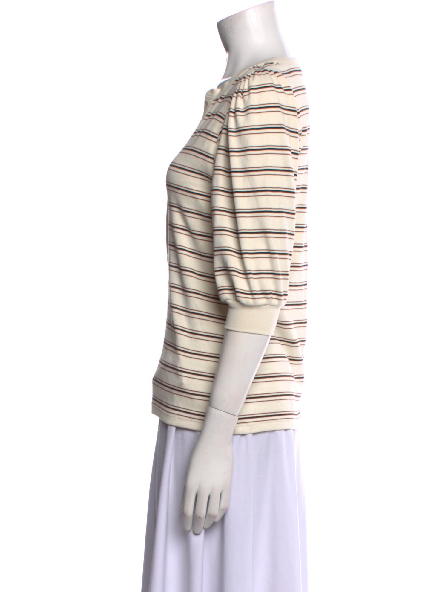 Veronica Beard Striped V-Neck Polo