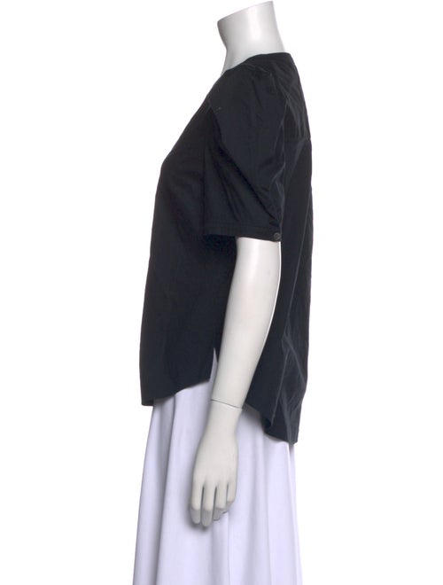 Veronica Beard V-Neck Short Sleeve Button-Up Top