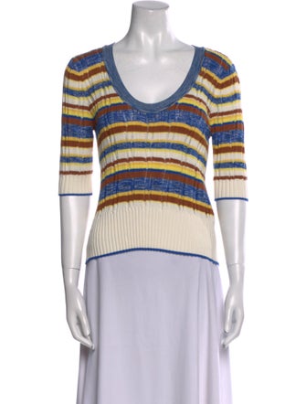 Veronica Beard Striped Scoop Neck Top